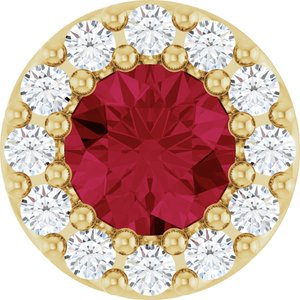 14K Yellow Natural Ruby & .08 CTW Natural Diamond Halo-Style Pendant