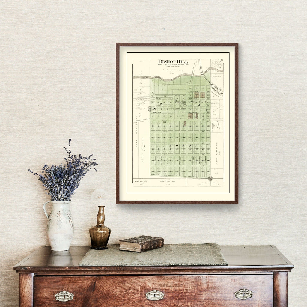 Vintage Map of Bishop Hill, Illinois 1893