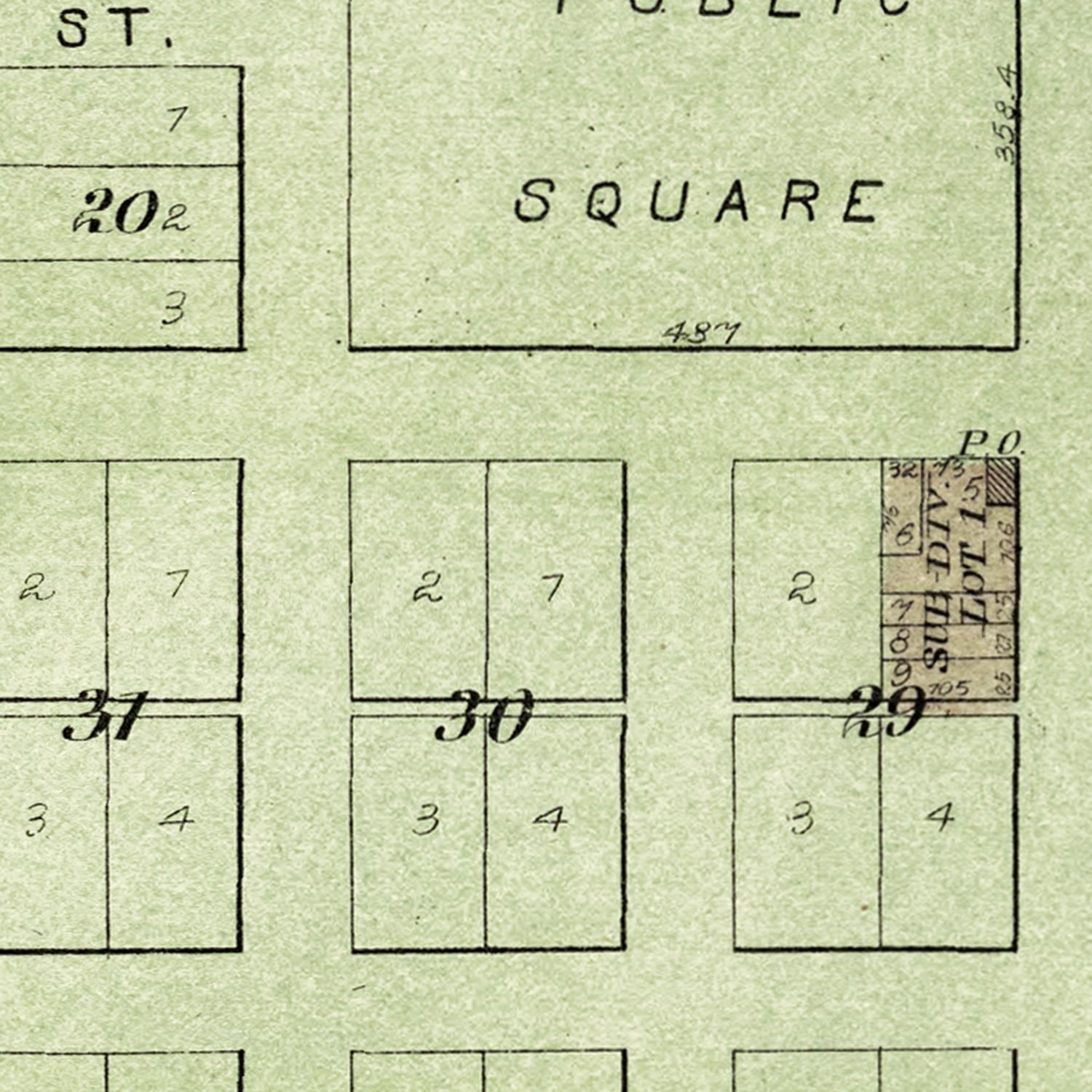 Vintage Map of Bishop Hill, Illinois 1893