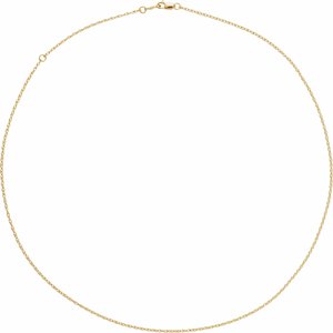 18K Yellow  1.25 mm Rope Adjustable 16-18" Chain