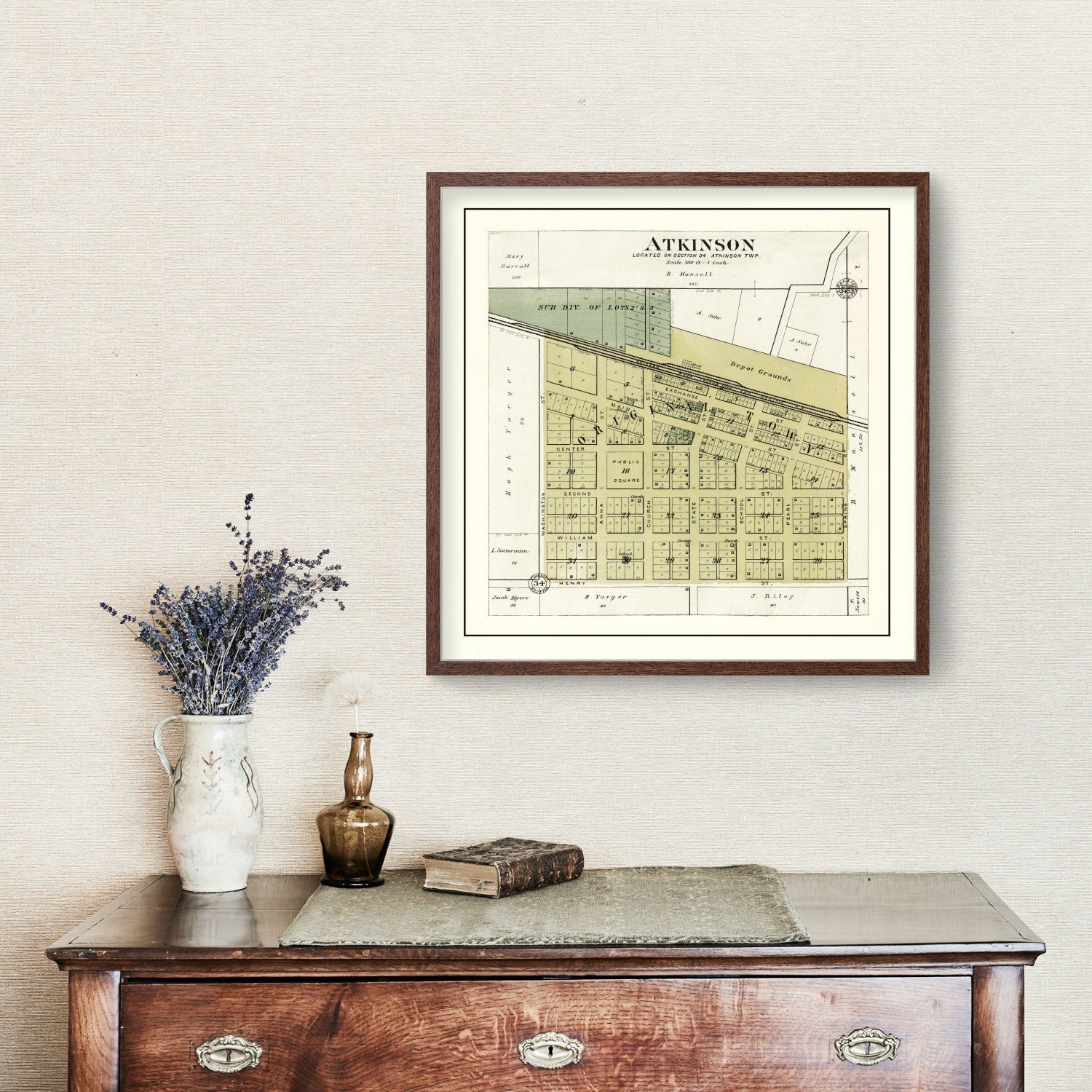 Vintage Map of Atkinson, Illinois 1893