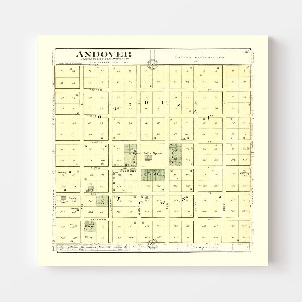 Vintage Map of Andover, Illinois 1893