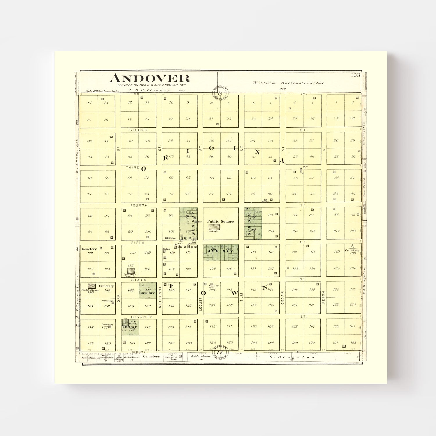 Vintage Map of Andover, Illinois 1893