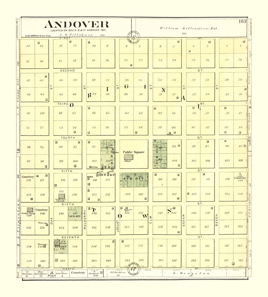 Vintage Map of Andover, Illinois 1893