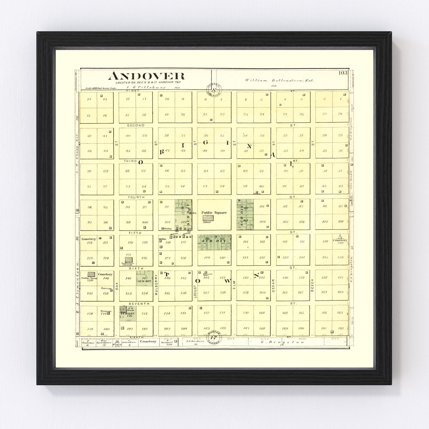 Vintage Map of Andover, Illinois 1893