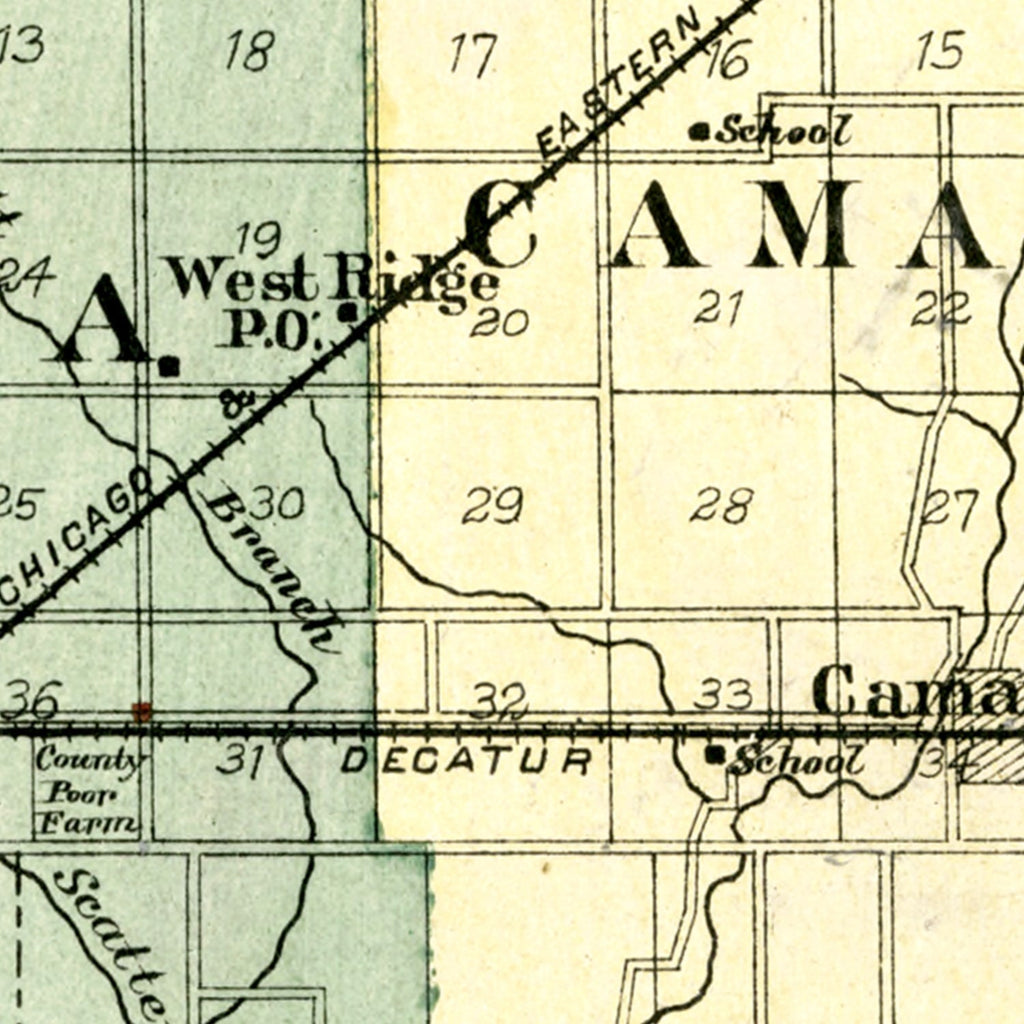 Vintage Map of Douglas County, Illinois 1893