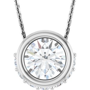 14K White Gold Natural White Sapphire & 1/10 CTW Natural Diamond 18" Necklace