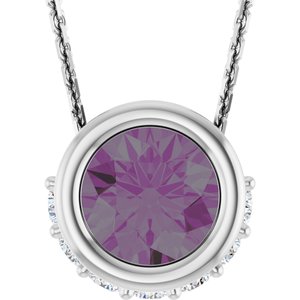 14K White Gold Lab-Grown Alexandrite & 1/10 CTW Natural Diamond 18" Necklace