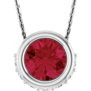 14K White Gold Natural Ruby & 1/10 CTW Natural Diamond 18" Necklace