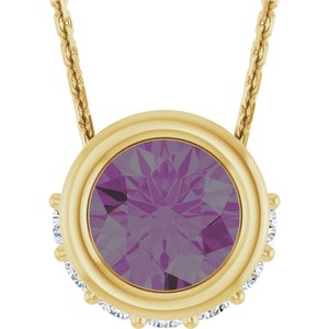 14K Yellow Gold Lab-Grown Alexandrite & 1/10 CTW Natural Diamond 18" Necklace
