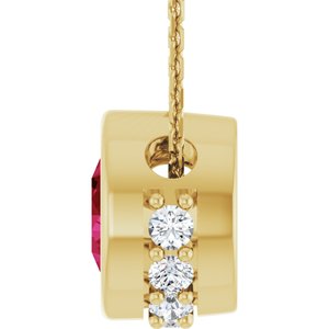 14K Yellow Gold Lab-Grown Ruby & 1/10 CTW Natural Diamond 18" Necklace