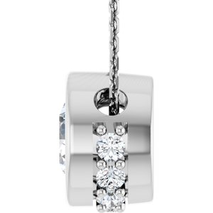 14K White Gold Natural White Sapphire & 1/10 CTW Natural Diamond 18" Necklace