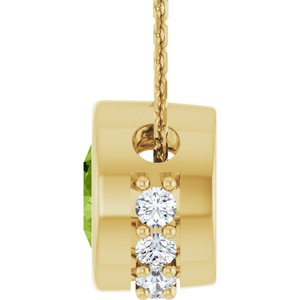 14K Yellow Gold Natural Peridot & 1/10 CTW Natural Diamond 18" Necklace