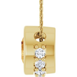 14K Yellow Gold Natural Citrine & 1/10 CTW Natural Diamond 18" Necklace
