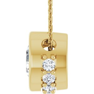 14K Yellow Gold Natural White Sapphire & 1/10 CTW Natural Diamond 18" Necklace