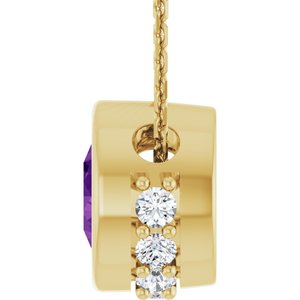14K Yellow Gold Natural Amethyst & 1/10 CTW Natural Diamond 18" Necklace