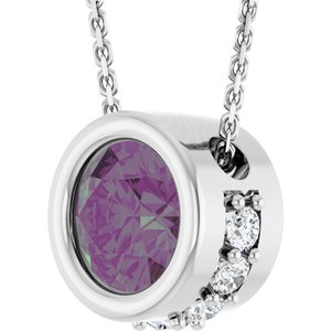 14K White Gold Lab-Grown Alexandrite & 1/10 CTW Natural Diamond 18" Necklace