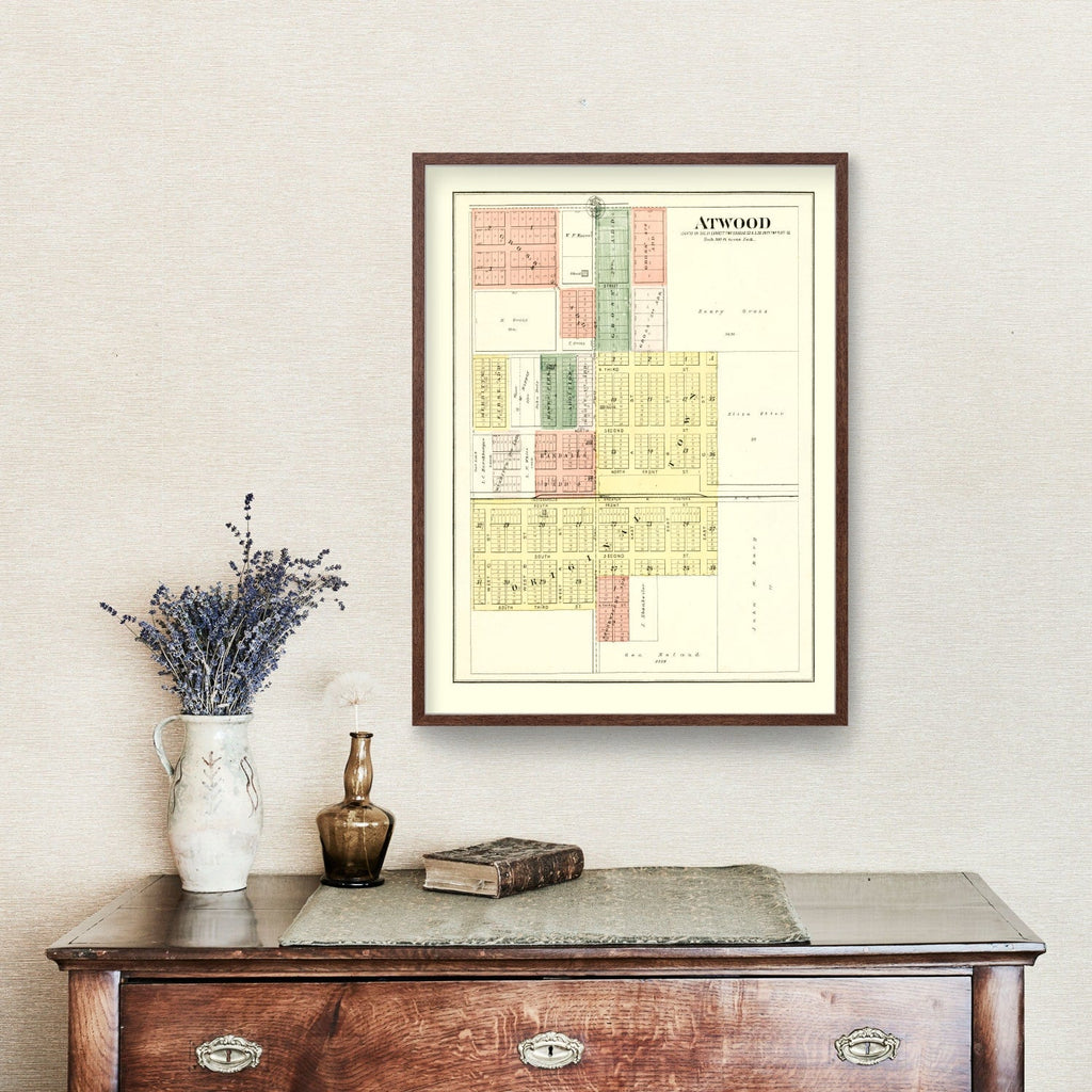 Vintage Map of Atwood, Illinois 1893