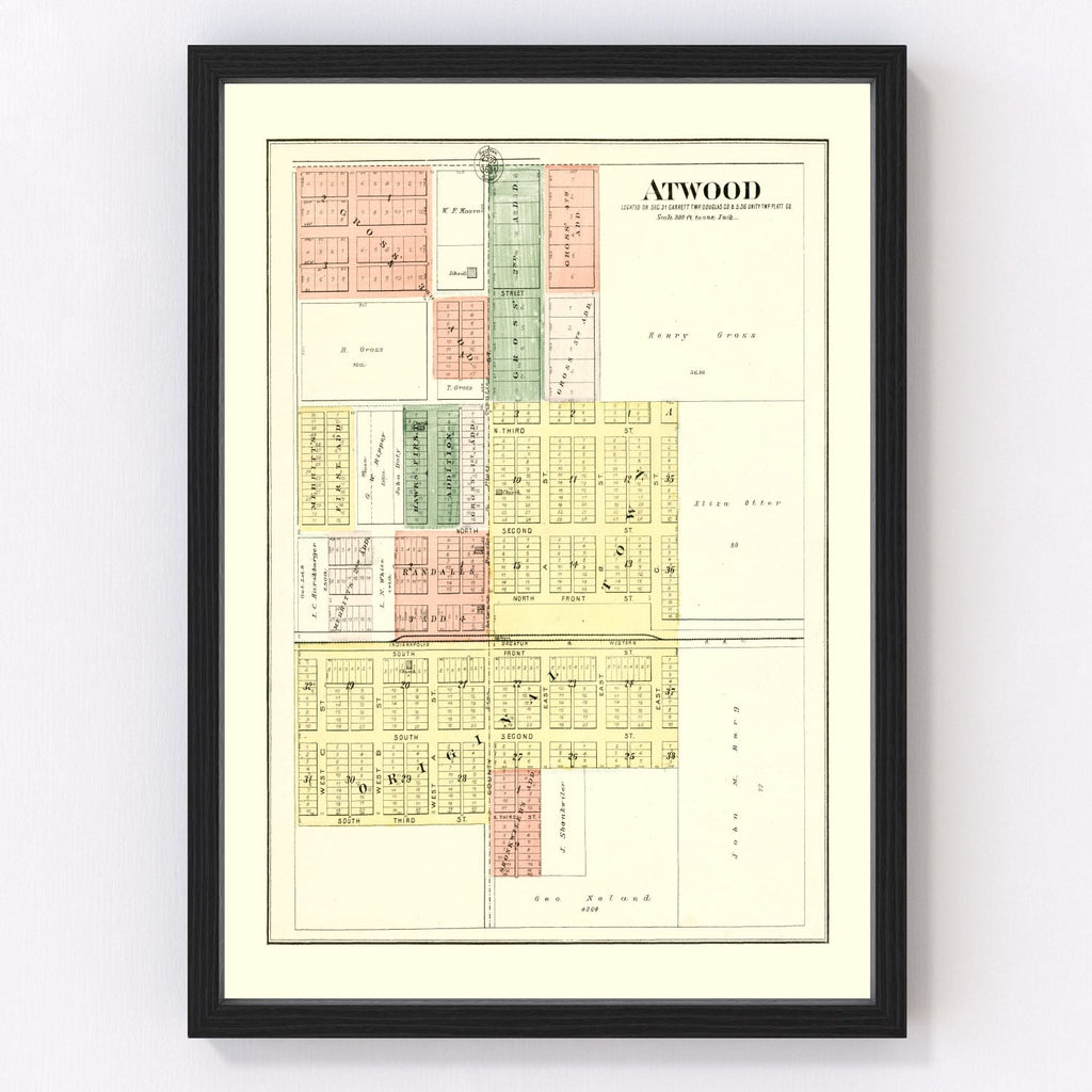 Vintage Map of Atwood, Illinois 1893