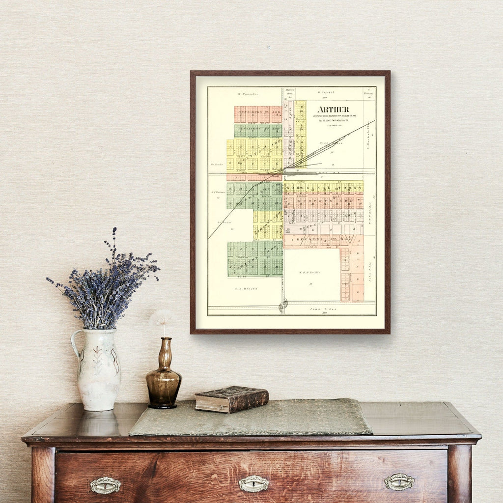Vintage Map of Arthur, Illinois 1893