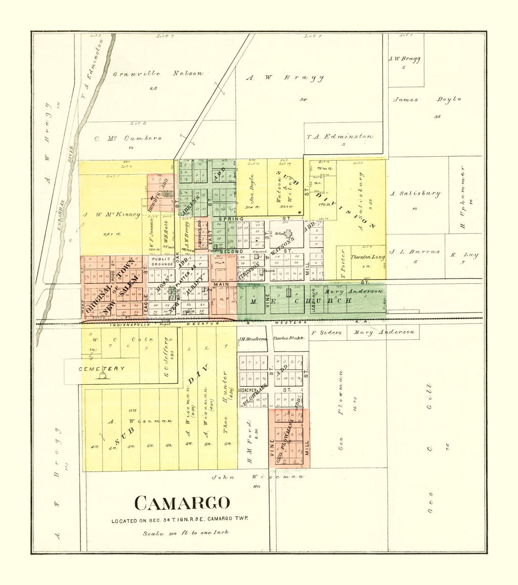 Vintage Map of Camargo, Illinois 1893
