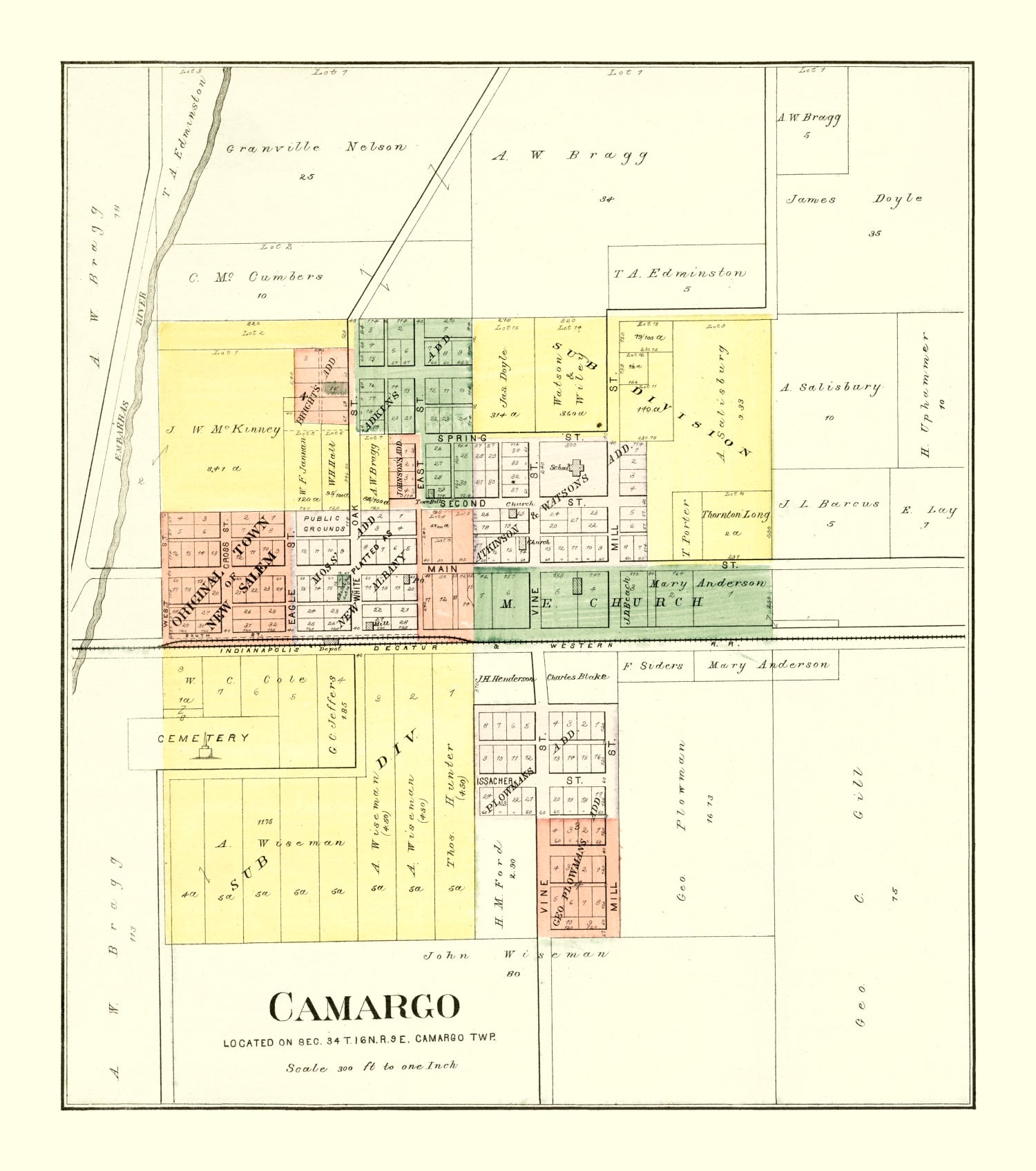 Vintage Map of Camargo, Illinois 1893