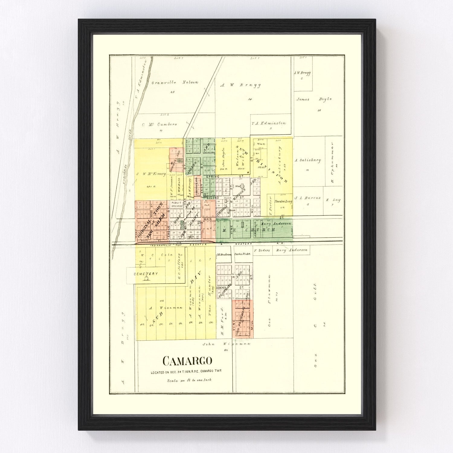 Vintage Map of Camargo, Illinois 1893