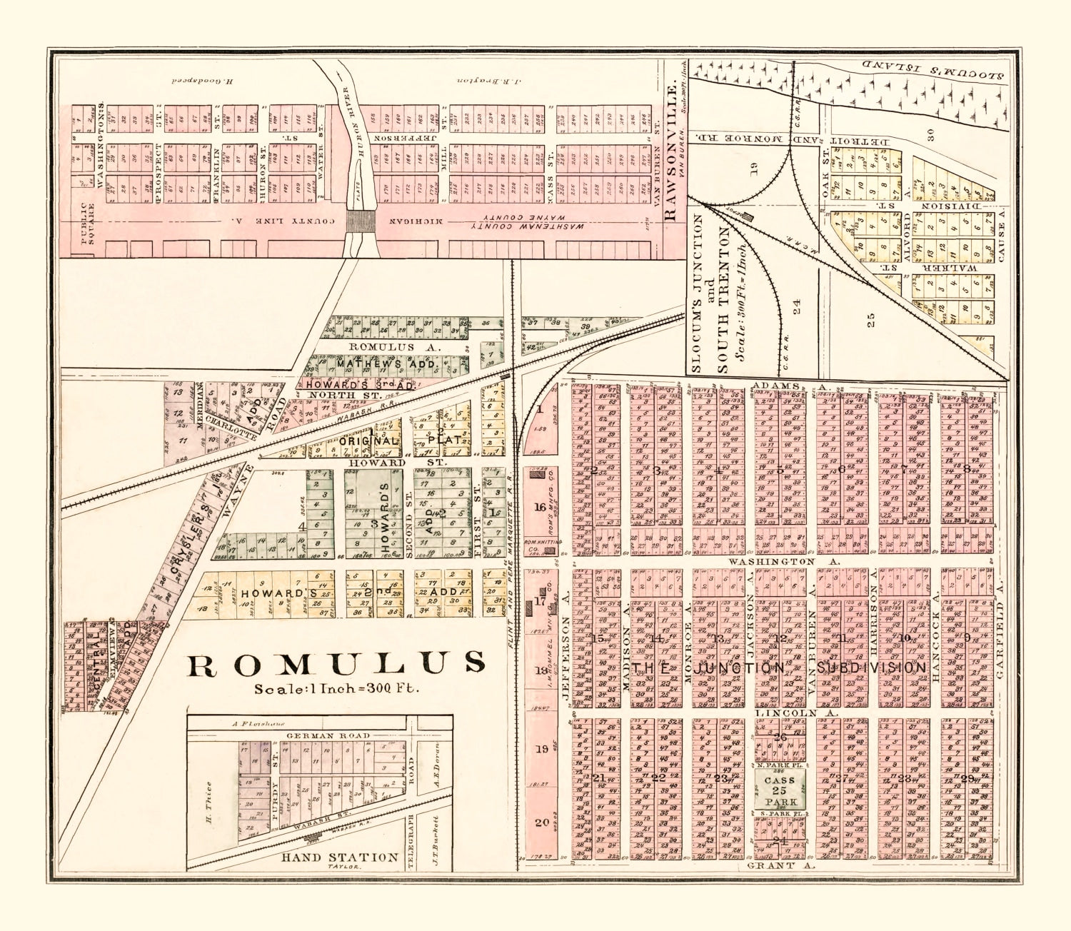 Vintage Map of Romulus, Michigan 1893