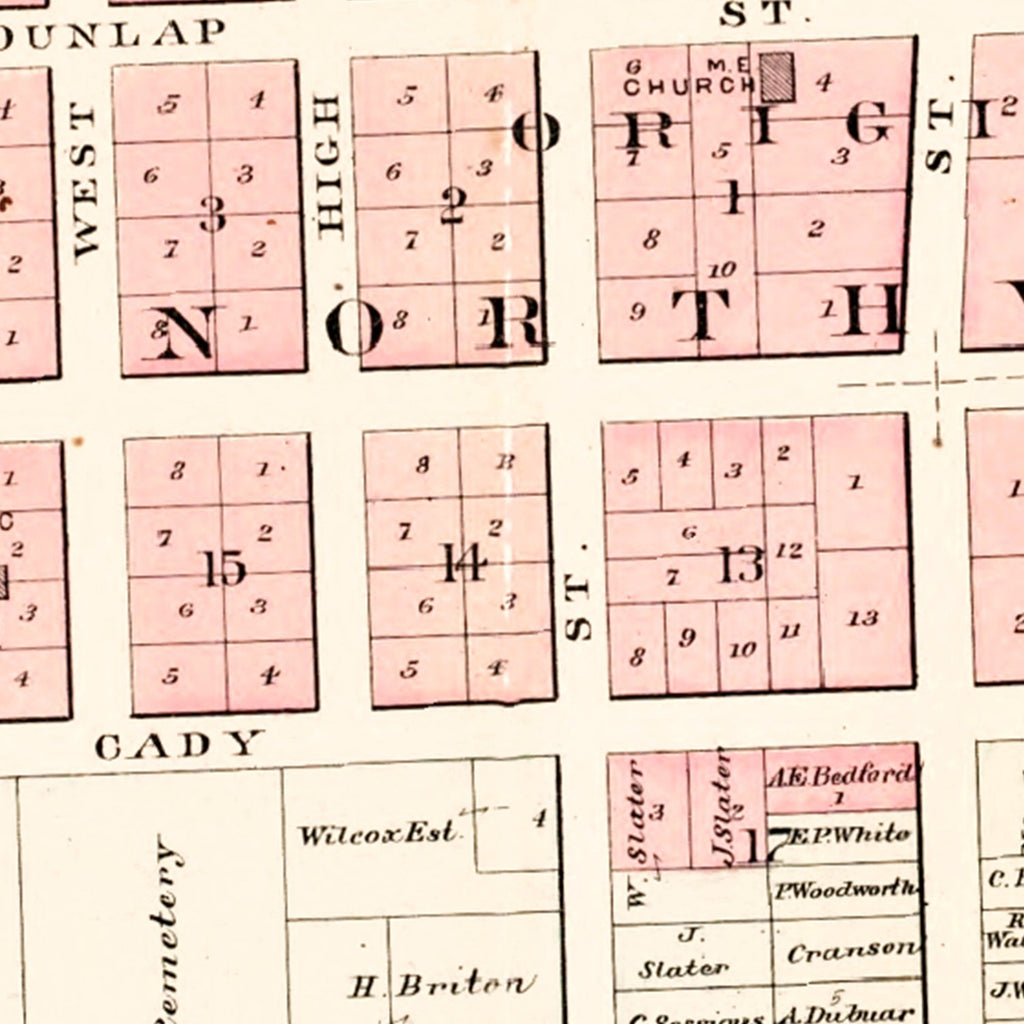 Vintage Map of Northville, Michigan 1893
