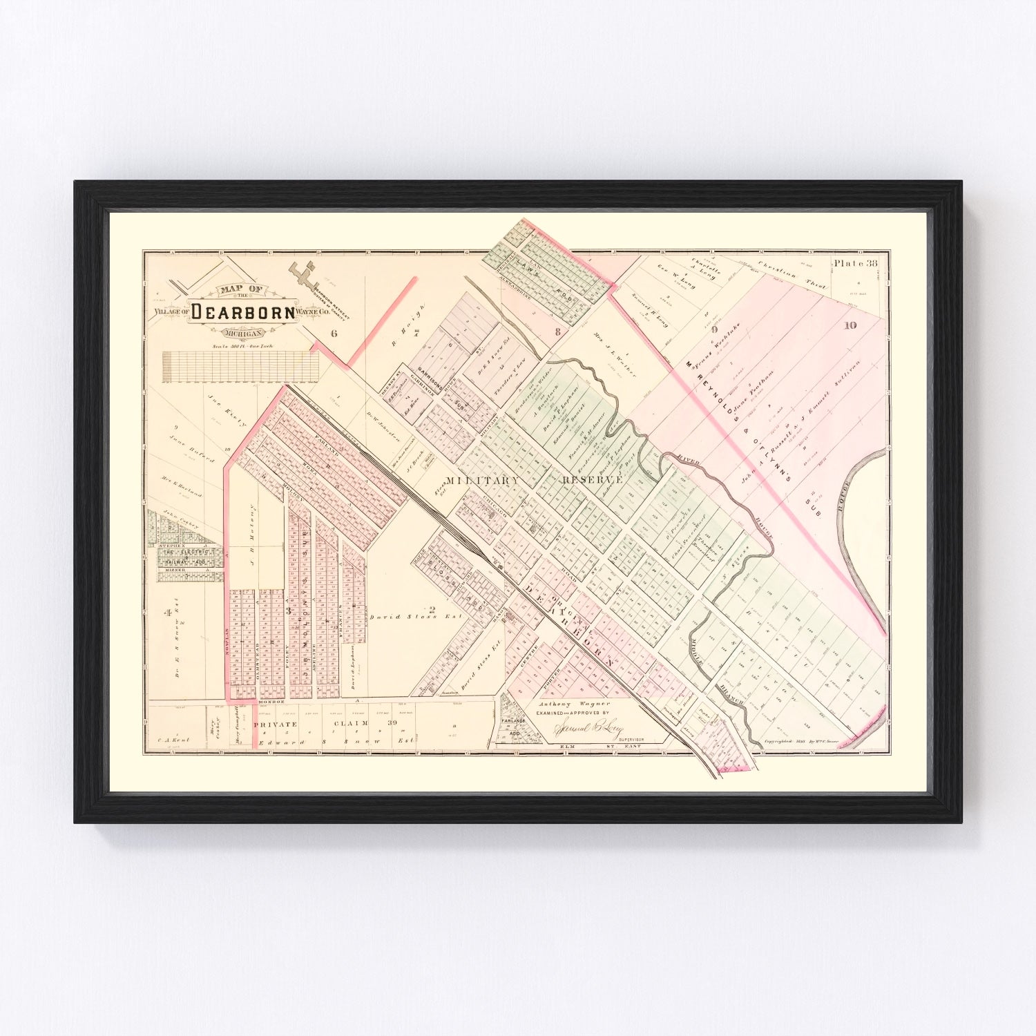 Vintage Map of Dearborn, Michigan 1893