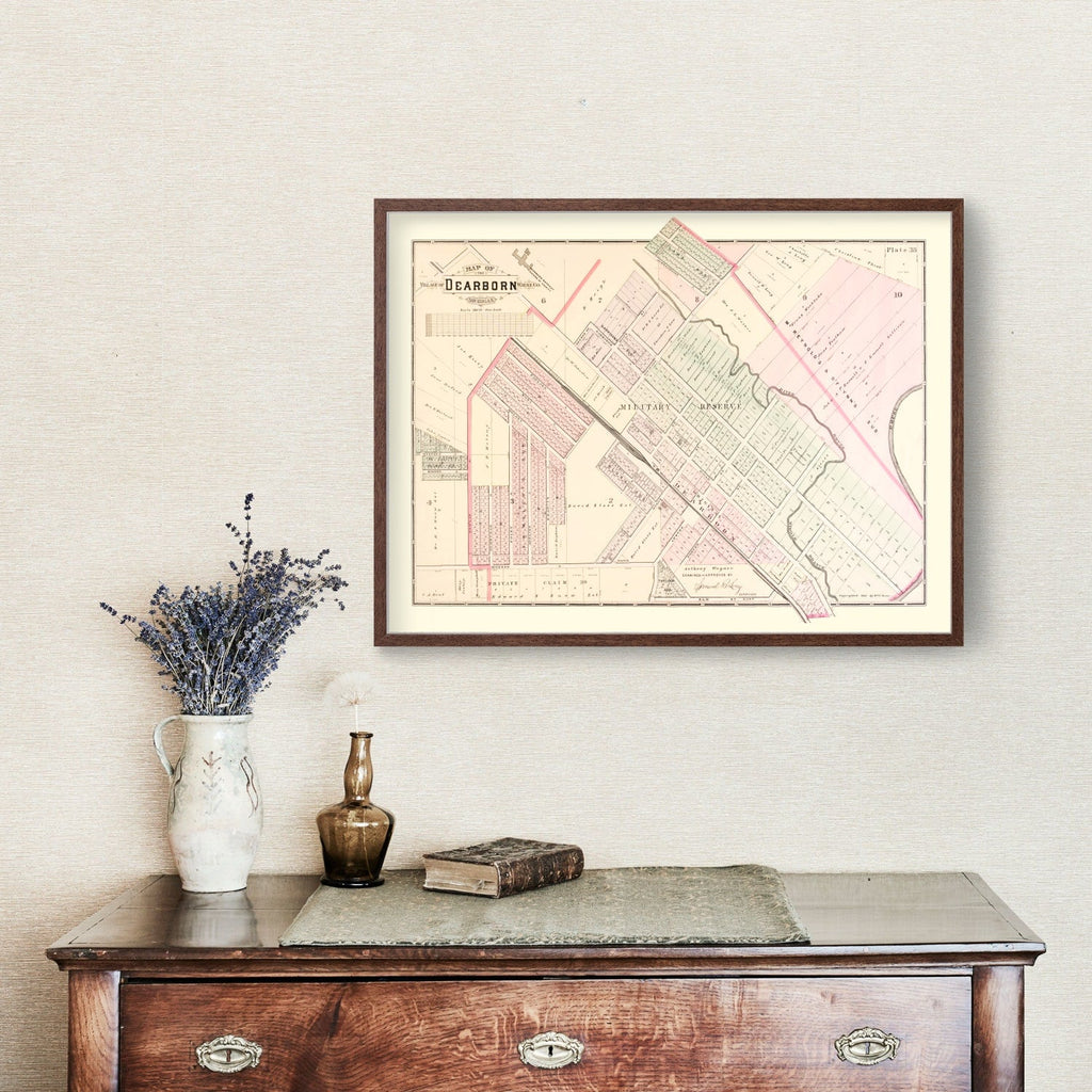 Vintage Map of Dearborn, Michigan 1893