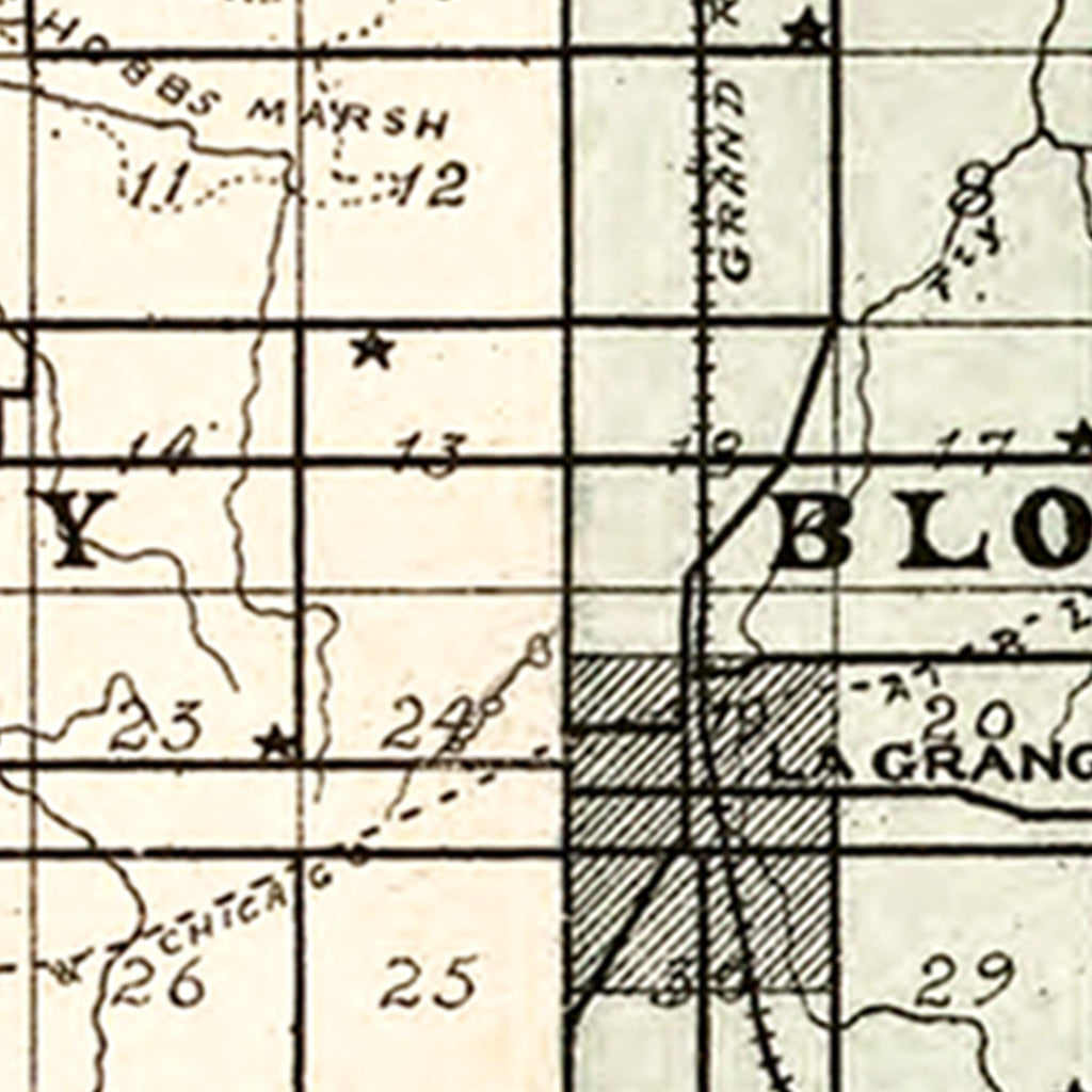 Vintage Map of Lagrange County, Indiana 1893