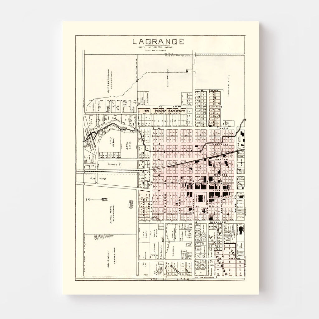 Vintage Map of LaGrange, Indiana 1893
