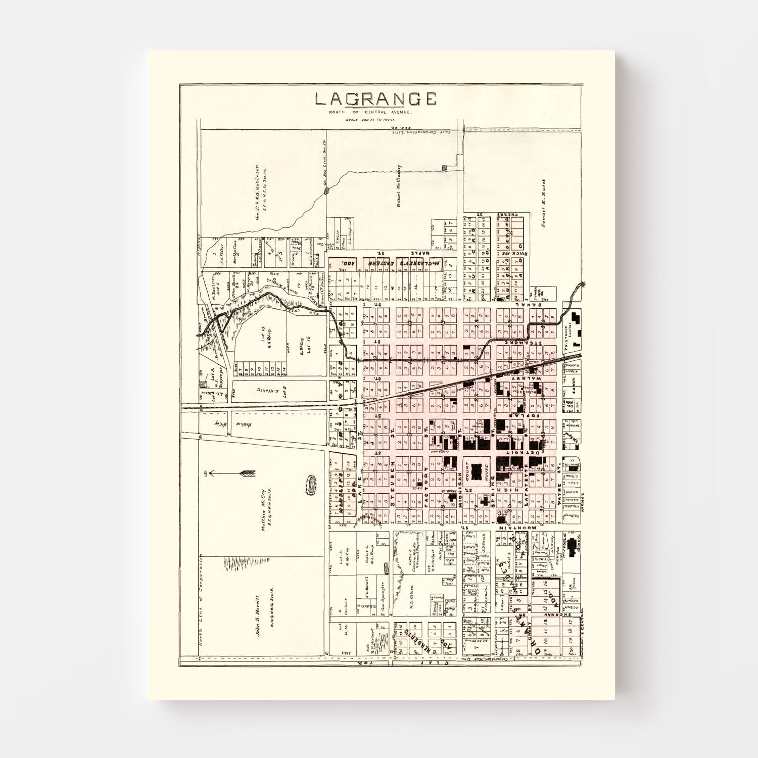 Vintage Map of LaGrange, Indiana 1893