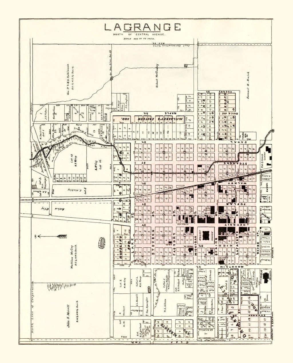 Vintage Map of LaGrange, Indiana 1893