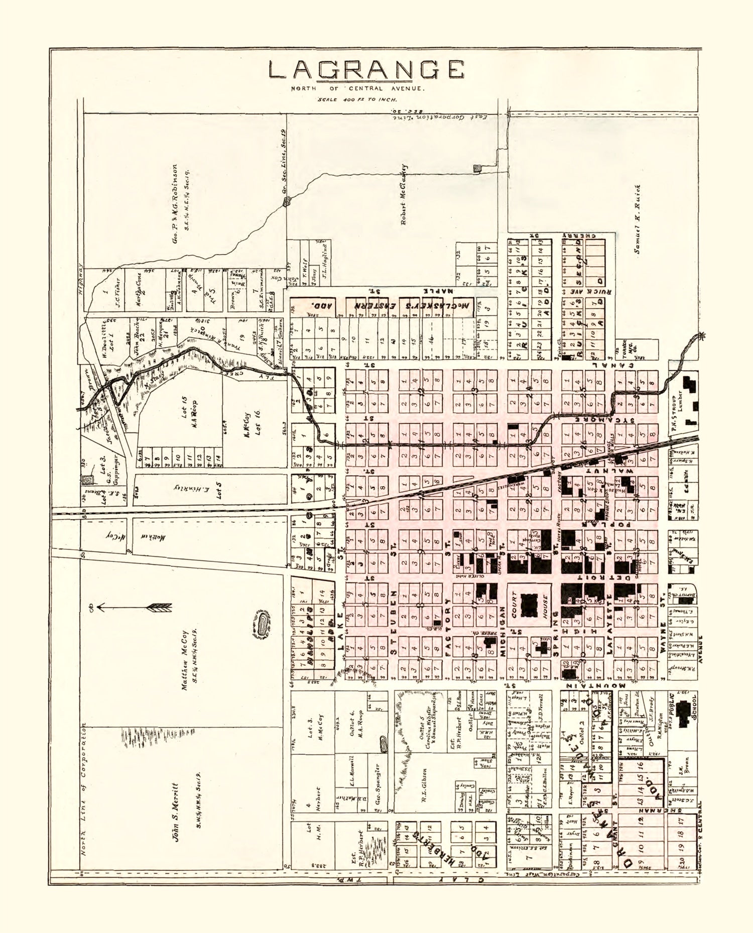 Vintage Map of LaGrange, Indiana 1893