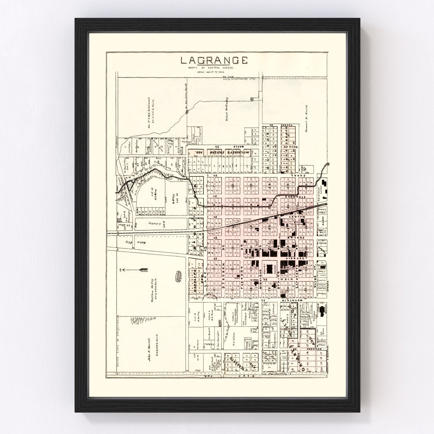 Vintage Map of LaGrange, Indiana 1893