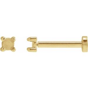 14K Yellow Gold 2 mm Round Rose-Cut 4-Prong Claw Stud Earring Mounting