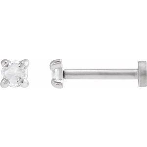 14K White Gold .04 CT Rose-Cut Natural Diamond Stud Earring