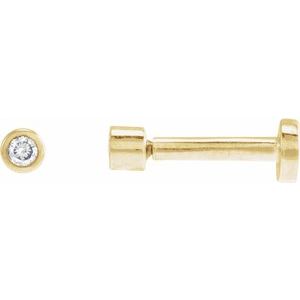 14K Yellow Gold .01 CT Natural Diamond Earring