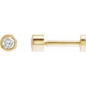 14K Yellow Gold .03 CT Natural Diamond Earring