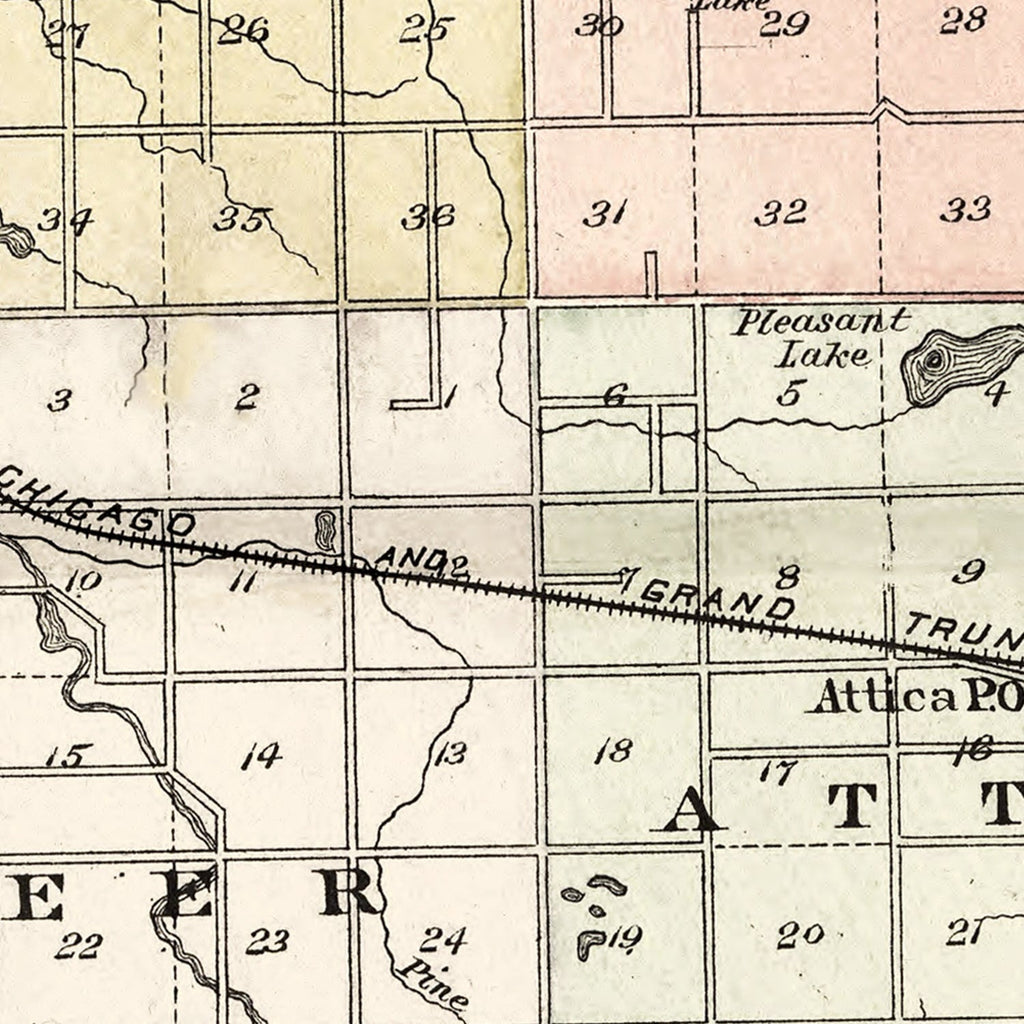 Vintage Map of Lapeer County, Michigan 1893