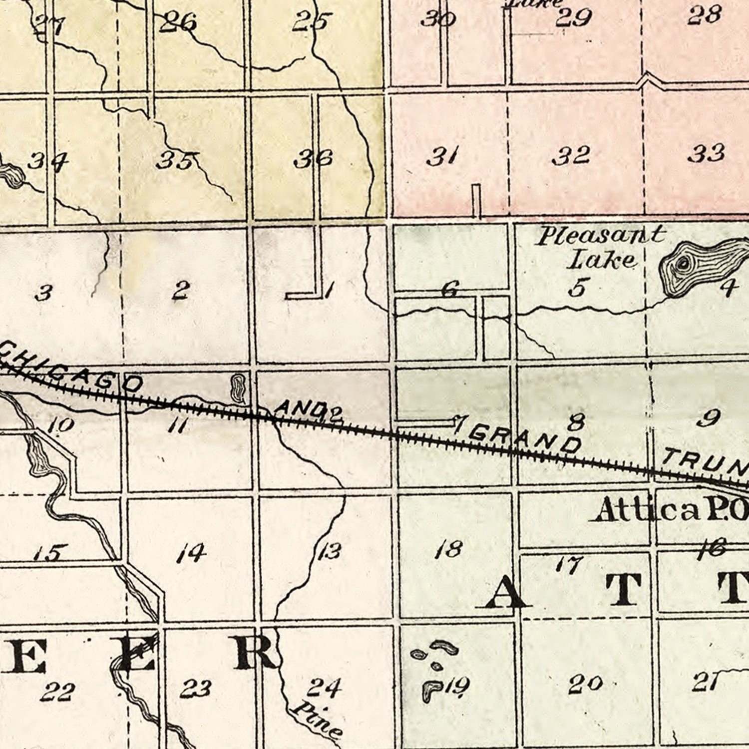 Vintage Map of Lapeer County, Michigan 1893