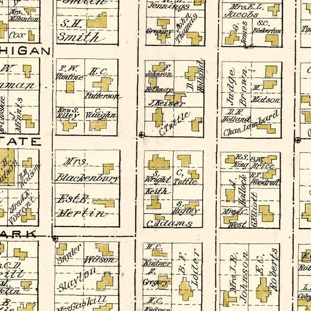 Vintage Map of Lapeer, Michigan 1893