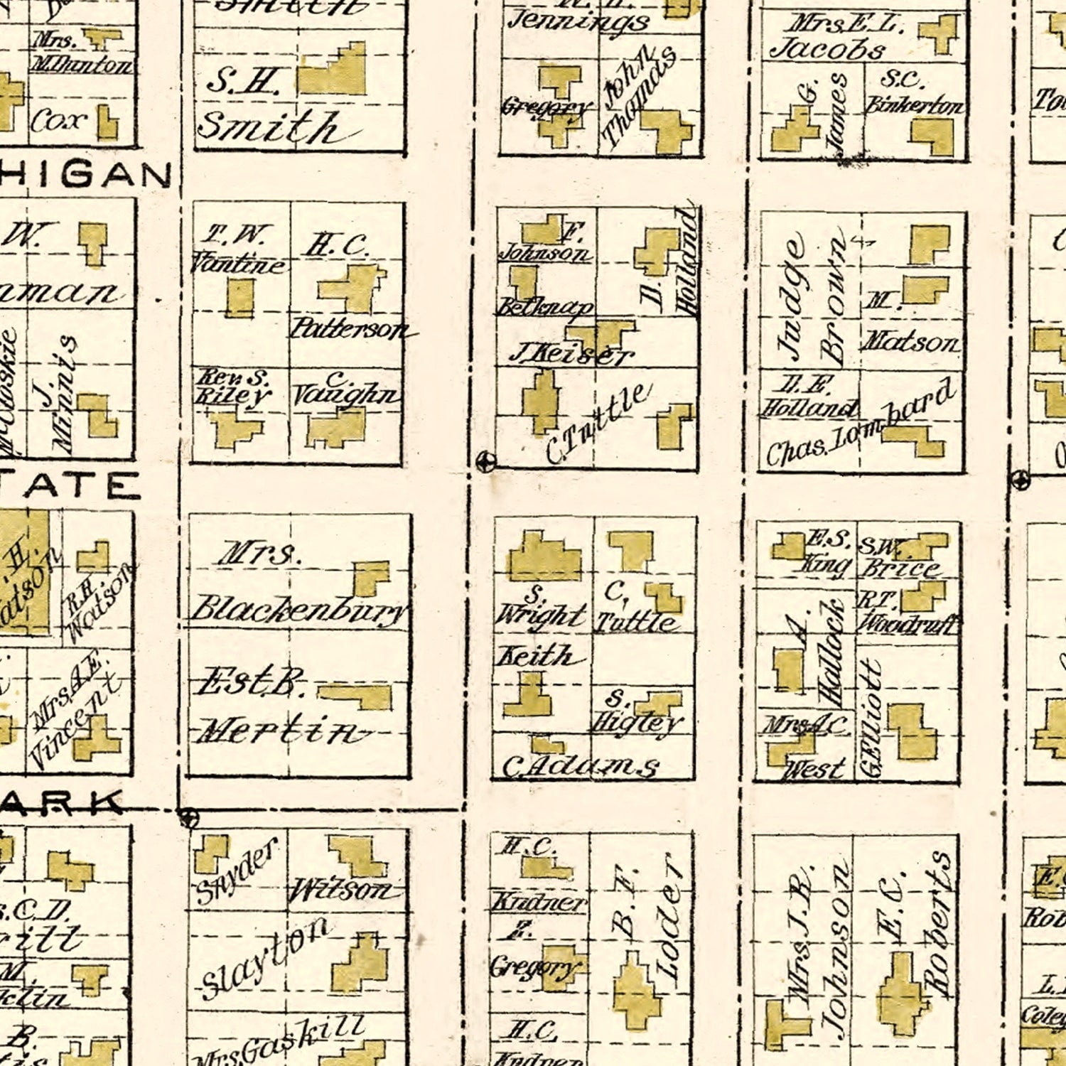 Vintage Map of Lapeer, Michigan 1893
