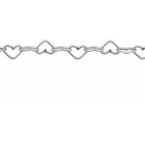 14K White Recycled Metal 3.2 mm Heart Chain by the Inch