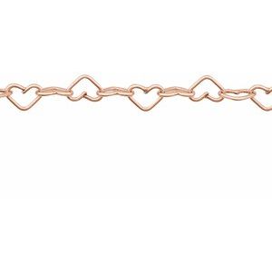 14K Rose Recycled Metal 3.2 mm Heart Chain by the Inch