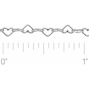 Sterling Silver 3.2 mm Heart Chain by the Inch