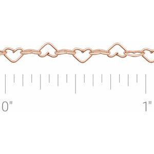 14K Rose Recycled Metal 3.2 mm Heart Chain by the Inch