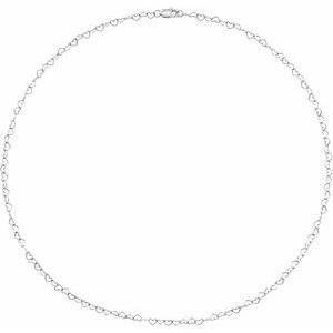 14K White 3.2 mm Heart 16" Chain